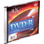 Диск DVD-R VS, 4,7 Gb, 16x, Slim Case (1 штука), VSDVDRSL01