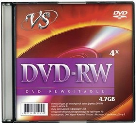 Диск DVD-RW VS, 4,7 Gb, 4x, Slim Case (1 штука), VSDVDRWSL01