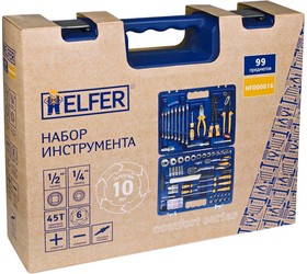 Фото 1/9 HF000016, Набор инструмента 99 предметов HELFER