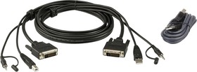 Фото 1/2 ATEN 2L-7D02UDX2, Набор защищенныйх кабелей KVM USB DVI