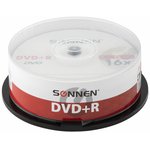 Диски DVD+R SONNEN, 4,7 Gb, 16x, Cake Box (упаковка на шпиле), КОМПЛЕКТ 25 шт. ...