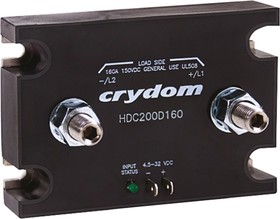 Фото 1/2 HDC60D120, Sensata Crydom HDC Series Solid State Relay, 120 A Load, Panel Mount, 48 V dc Load, 32 V dc Control