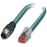 1407415, Cat5 Straight Male M12 to Straight Male RJ45 Ethernet Cable, Shielded ...