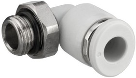 2122008180, QR1-S-RVT Series Elbow Fitting, G 1/8 Male to Push In 8 mm, Threaded-to-Tube Connection Style