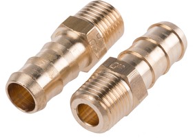 Фото 1/2 0123 10 13, Brass Pipe Fitting, Straight Threaded Tailpiece Adapter, Male R 1/4in to Male 10mm