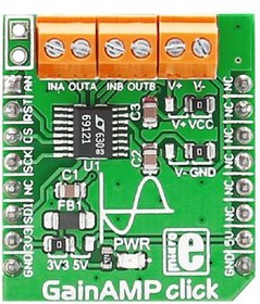 MIKROE-2555, GainAMP Click Programmable Gain Amplifier Module 5V