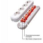 Розетка переносная разборная 2 гнезда без заземления 250В 10A IP20 белая ...