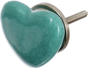 Керамическая ручка для мебели Blumen Haus Сердце цвет бирюзовый 66162