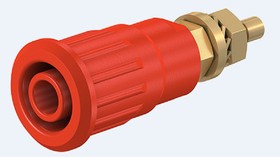 Фото 1/2 23.3140-22, Red Female Banana Socket, 4 mm Connector, Press Fit Termination, 24A, 1000V, Gold Plating