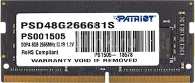 Фото 1/4 Модуль памяти Patriot SL DDR4 SO-DIMM 8Gb 2666МГц CL19(PSD48G266681S)