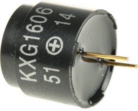 Фото 1/2 KXG1606, 92dB PCB Mount External Magnetic Buzzer Component, 16 x 14mm, 3V dc Min, 12V dc Max