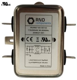 RND 165-00142, EMI Filter 3A 250VAC 1.8mH