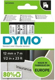 S0720500/Картридж с лентой 12мм х 7м., пластик, черный на прозрачном DYMO45010