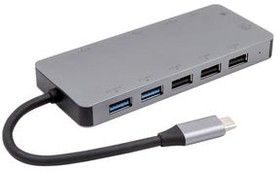 EX-1221HM, Docking Station, USB-C Plug, Bus-Powered, 80W, Ports Total 11