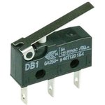 DB3C-B1LC, Basic / Snap Action Switches SPDT 1A 250VAC Strght Lever RearMnt