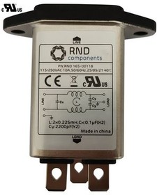RND 165-00118, Power Inlet with Filter C14 10A 250VAC