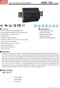 HDR-150-48, HDR Switched Mode DIN Rail Power Supply, 85 → 264 V ac ...