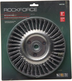 Фото 1/2 RF-BWF108, Кордщетка для УШМ дисковая 200мм витая сталь в блистере ROCKFORCE