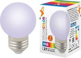 Фото 1/5 Лампа декоративная светодиодная LED-G45-1W/RGB/E27/FR/С UL-00005808