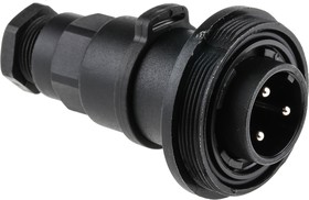Фото 1/4 PX0732/P, Coupling connector, 3-pin, Plug, 3 Contacts, 10A, 277VAC/VDC, IP68 / IP69K