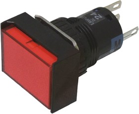 Фото 1/2 AL6H-M24P-R, Illuminated Push Button Switch, Momentary, Panel Mount, 16mm Cutout, DPDT, Red LED, 250V, IP65