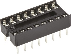 Фото 1/4 A 16-LC-TT, 2.54mm Pitch Vertical 16 Way, Through Hole Stamped Pin Open Frame IC Dip Socket, 1A