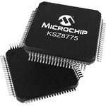 KSZ8775CLXIC, Ethernet Switch IC, 10 → 100Mbps MII, RGMII, RMII, 3.3 V, 80-Pin LQFP