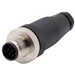 RND 205-01203, Circular Connector, M12, Plug, Straight, Poles - 8, Screw, Cable Mount