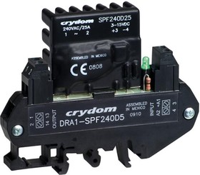 DRA1-SPFE240D25, Solid State Relays - Industrial Mount DIN Mt 280 VAC/8A out 15-32 VDC input
