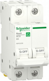 Фото 1/2 Schneider Electric RESI9 Автоматический выключатель (АВ) B 6А 2P 6000A