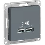 Systeme Electric AtlasDesign Грифель USB, 5В, 1 порт x 2,1 А, 2 порта х 1,05 А ...