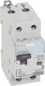Фото 1/5 Legrand DX3 Дифференциальный автоматический выключатель 1P+N 6А (С) 30MA-AC