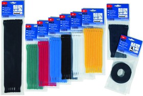 130-00018 TEXTIE M-PA66/PP-BU, Cable Tie, Hook and Loop, 200mm x 12.5 mm, Blue PA (Loop), PE (Hook), Pk-10