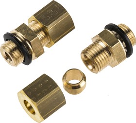 Фото 1/2 0101 06 10, Brass Pipe Fitting, Straight Compression Coupler, Male G 1/8in to Female 6mm