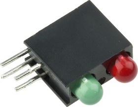 Фото 1/3 553-0112F, 553-0112F, Green & Red Right Angle PCB LED Indicator, 2 LEDs, Through Hole 3 V