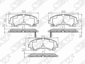 Колодки тормозные перед NISSAN X-TRAIL T32 14-/INFINITI Q50 14- SAT STD10604CC0A