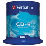 43411, Диск CD-R Verbatim 700 Mb, 52x, Cake Box (100), DL (100/400)