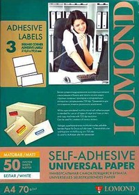 Фото 1/2 2100015, Самоклеящаяся бумага LOMOND универсальная для этикеток, A4, 3 делен. (210 x 99 мм), 70 г/м2, 50 листов