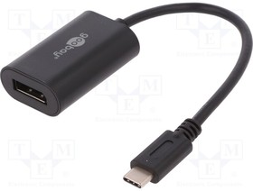 38530, Кабель USB 3.1 гнездо DisplayPort,вилка USB C 0,2м черный