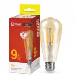Лампа светодиодная LED-ST64-deco gold 9Вт цилиндр золотая 3000К тепл. бел ...