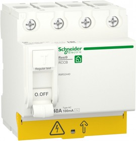 Schneider Electric RESI9 Выключатель дифференциального тока (УЗО) 40А 4P 100мА тип AC