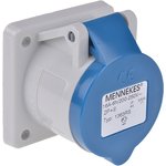1363, IP44 Blue Panel Mount 3P Industrial Power Socket, Rated At 16A, 230 V