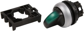 Фото 1/3 M22-WLKV-G, Переключатель с поворотной ручкой V-позиционный 60, с фиксацией, цвет зеленый с подсветкой
