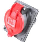 0 522 23, Red 3P+E panel/surface mount socket,16A