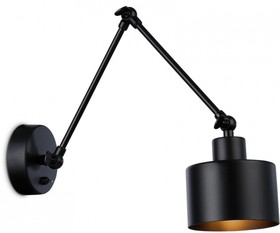 Фото 1/3 Ambrella Настенный светильник с выключателем в стиле лофт TR8148 BK черный E27 max 40W 340*120*490