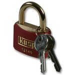 K12540BREDD, Red Padlock with Brass Shackle Different Keys 40mm