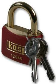 K12540BREDD, Red Padlock with Brass Shackle Different Keys 40mm
