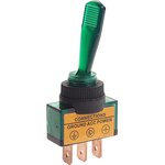 ПП-405З, Выключатель тумблер 2-х позиционный 3-х контактный зеленый с подсветкой