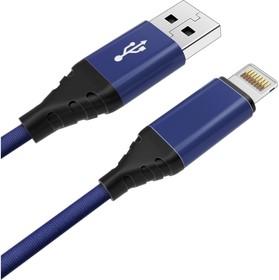 Дата-кабель CE-610 USB A- Lightning, 1м, 2.1А, текстиль, синий CE-610BL