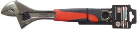 F649300AB, Ключ разводной с резиновой рукояткой 12''-300мм (захват 35мм), на пластиковом держателе